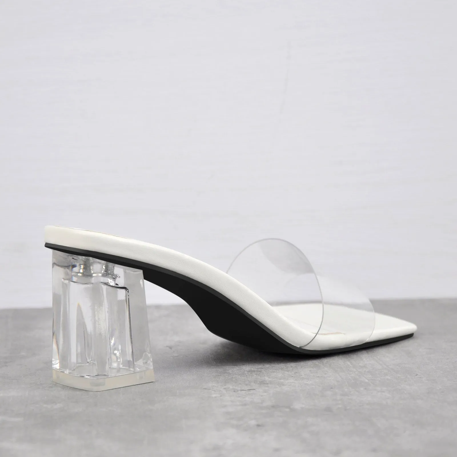 Black White Clear Chunky Low Heel Sandals Mules sold by Onlymaker product image thumbnail 5