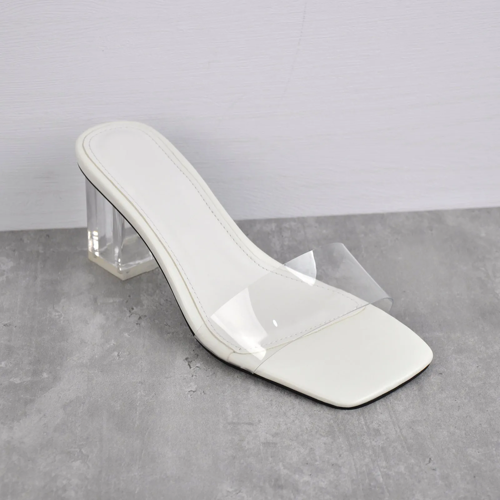 Black White Clear Chunky Low Heel Sandals Mules sold by Onlymaker product image thumbnail 3