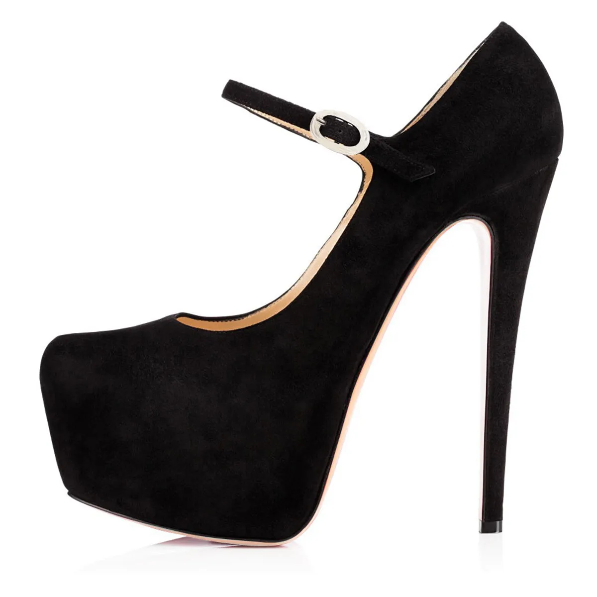 Mary Jane Platform Black Suede Pointed Toe Stiletto High Heels Pumps sold by Onlymaker