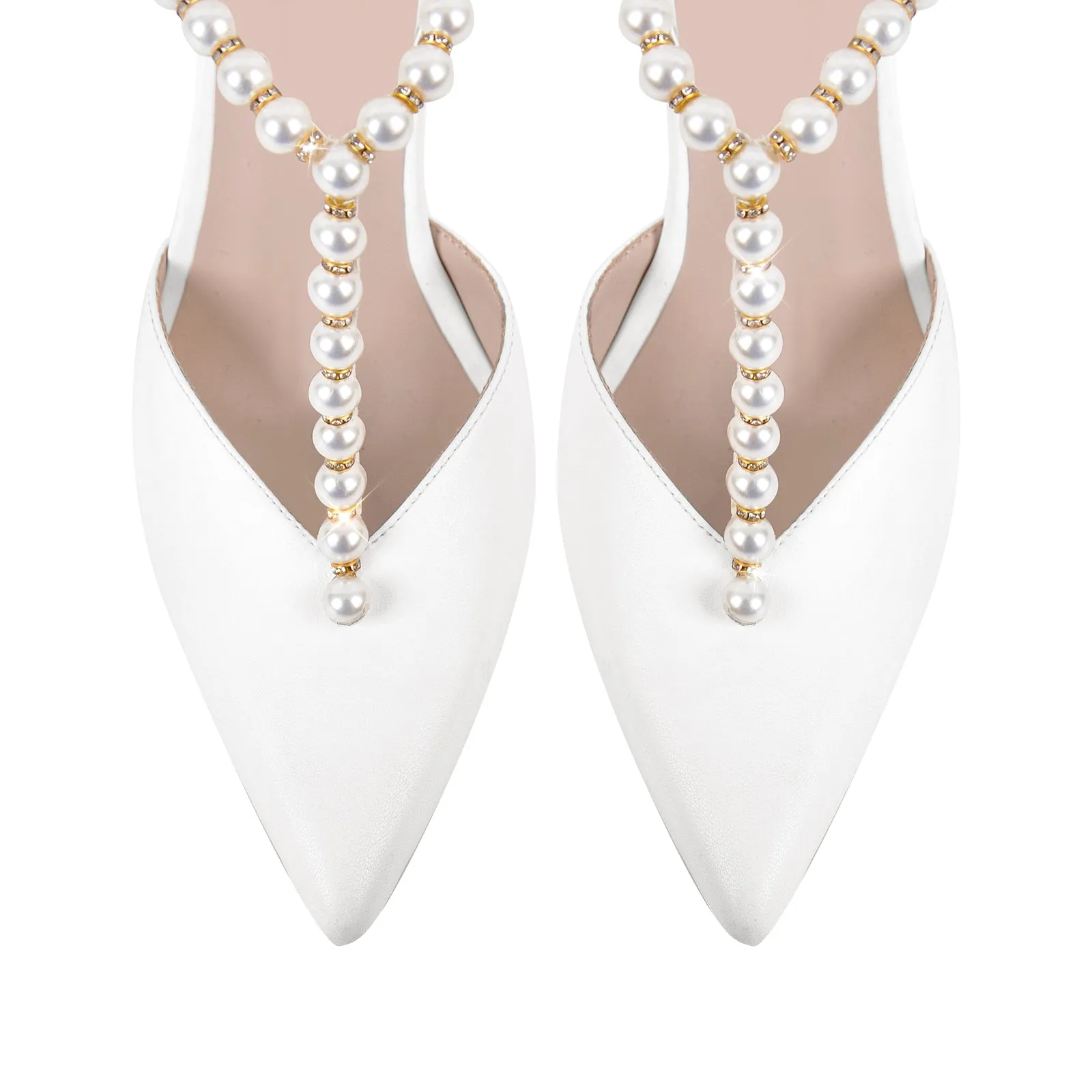 White Pearl Pointed Toe Stiletto Bow Pumps sold by Onlymaker product image thumbnail 3
