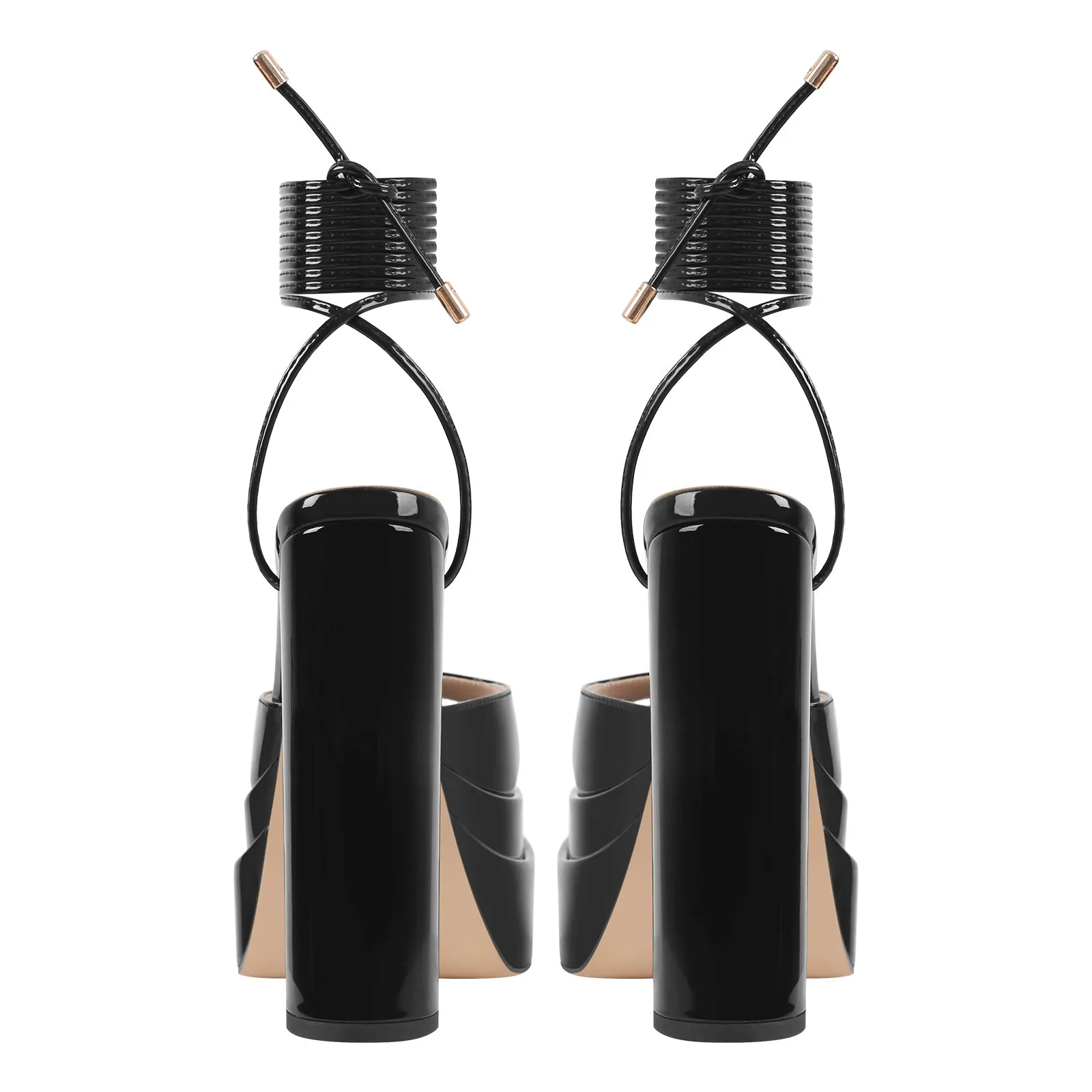 Black Platform Chunky High Heel Lace Up Sandals sold by Onlymaker product image thumbnail 4