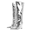 Pointed Toe Metallic Wedge Heel Knee High Boots sold by Onlymaker
