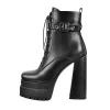 Black Lace up Zipper Chunky Ankle Boots sold by Onlymaker