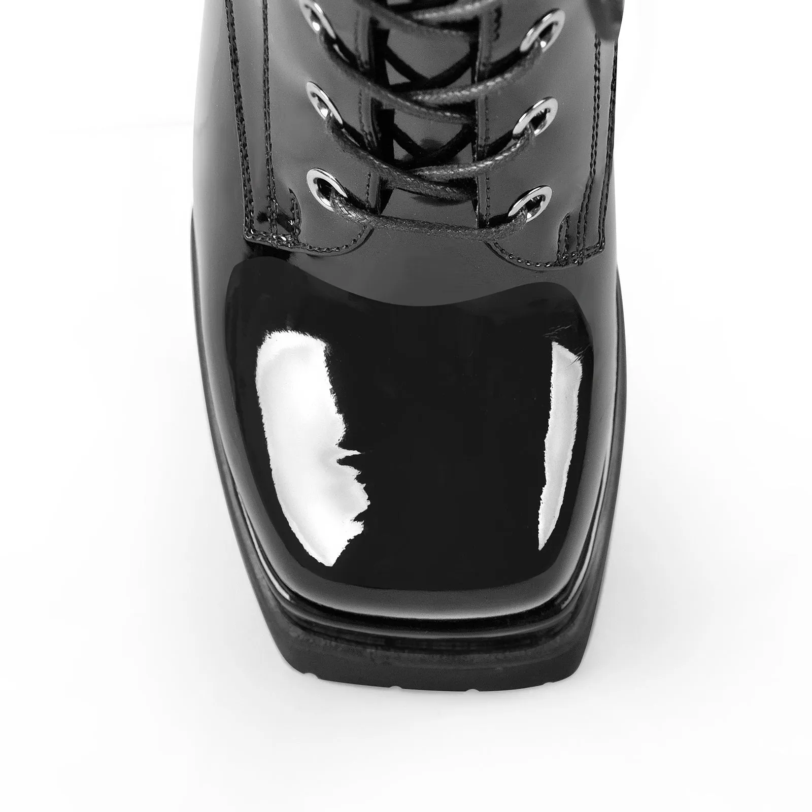 Black Lace up Zipper Chunky Ankle Boots sold by Onlymaker product image thumbnail 5