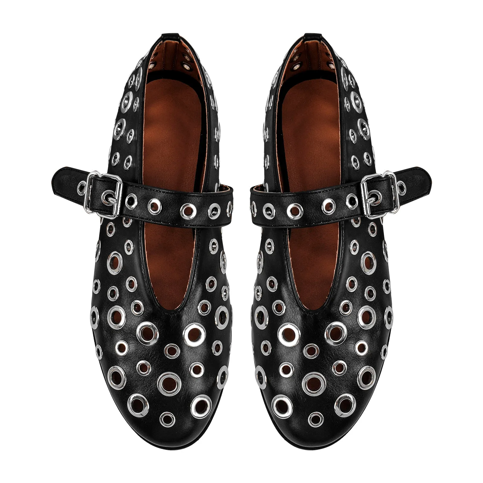 Round Toe Metal Hollow Buckle Flats sold by Onlymaker product image thumbnail 4