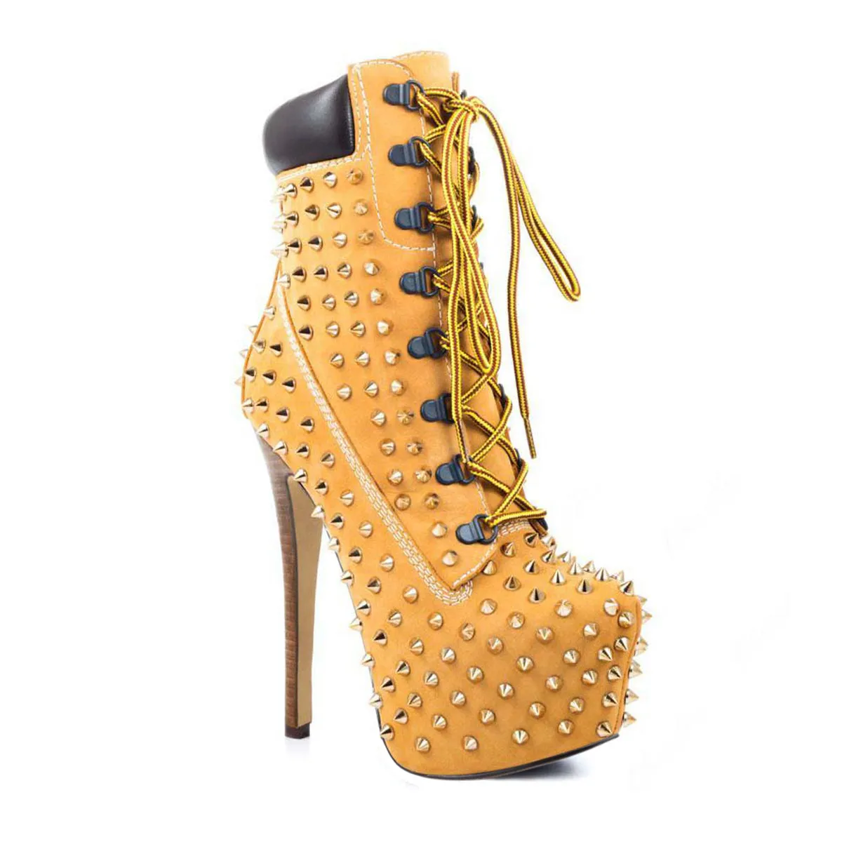 Heeled Work Boots Lace-Up Rivet Boots sold by Onlymaker product image thumbnail 2