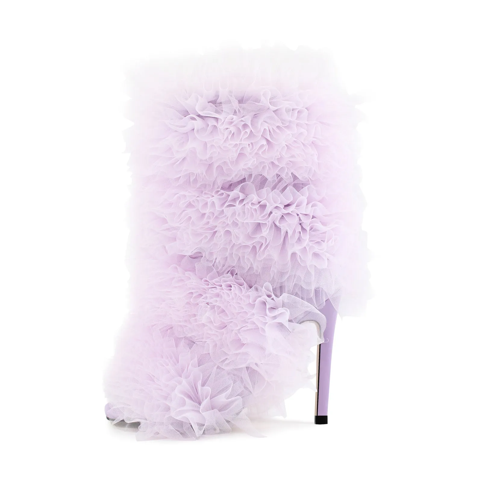 Purple Ruffled Lace Open Toe Stiletto Ankle Boots sold by Onlymaker
