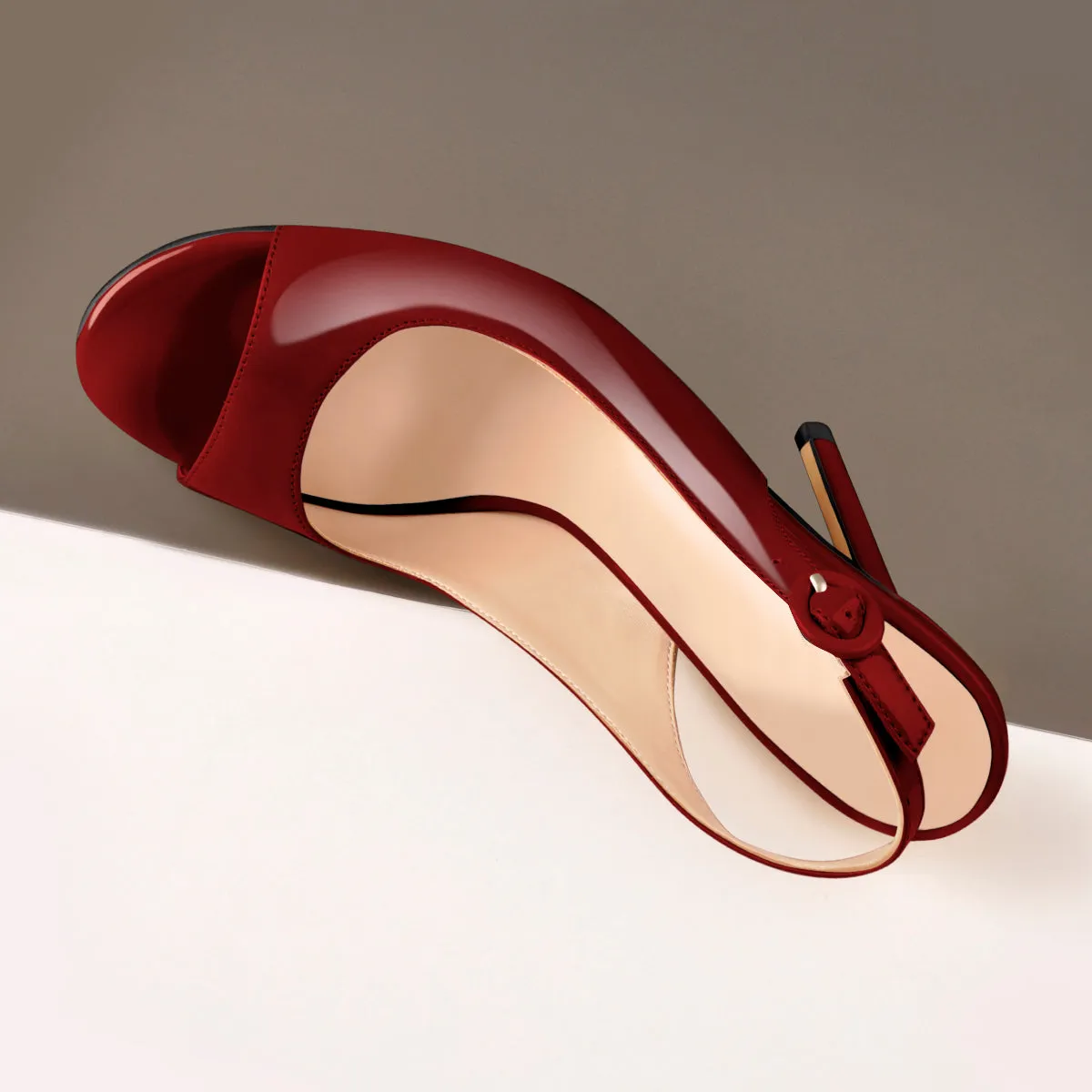 Burgundy Gradient Open Toe High Heels Slingback Sandals sold by Onlymaker product image thumbnail 4