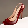 Burgundy Gradient Open Toe High Heels Slingback Sandals sold by Onlymaker