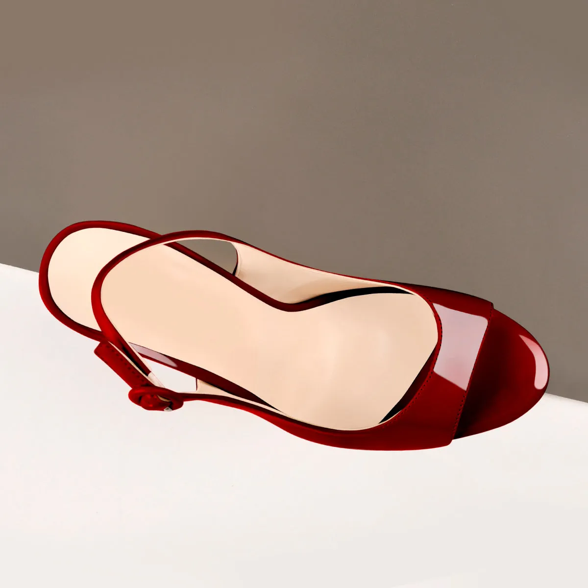 Burgundy Gradient Open Toe High Heels Slingback Sandals sold by Onlymaker product image thumbnail 3