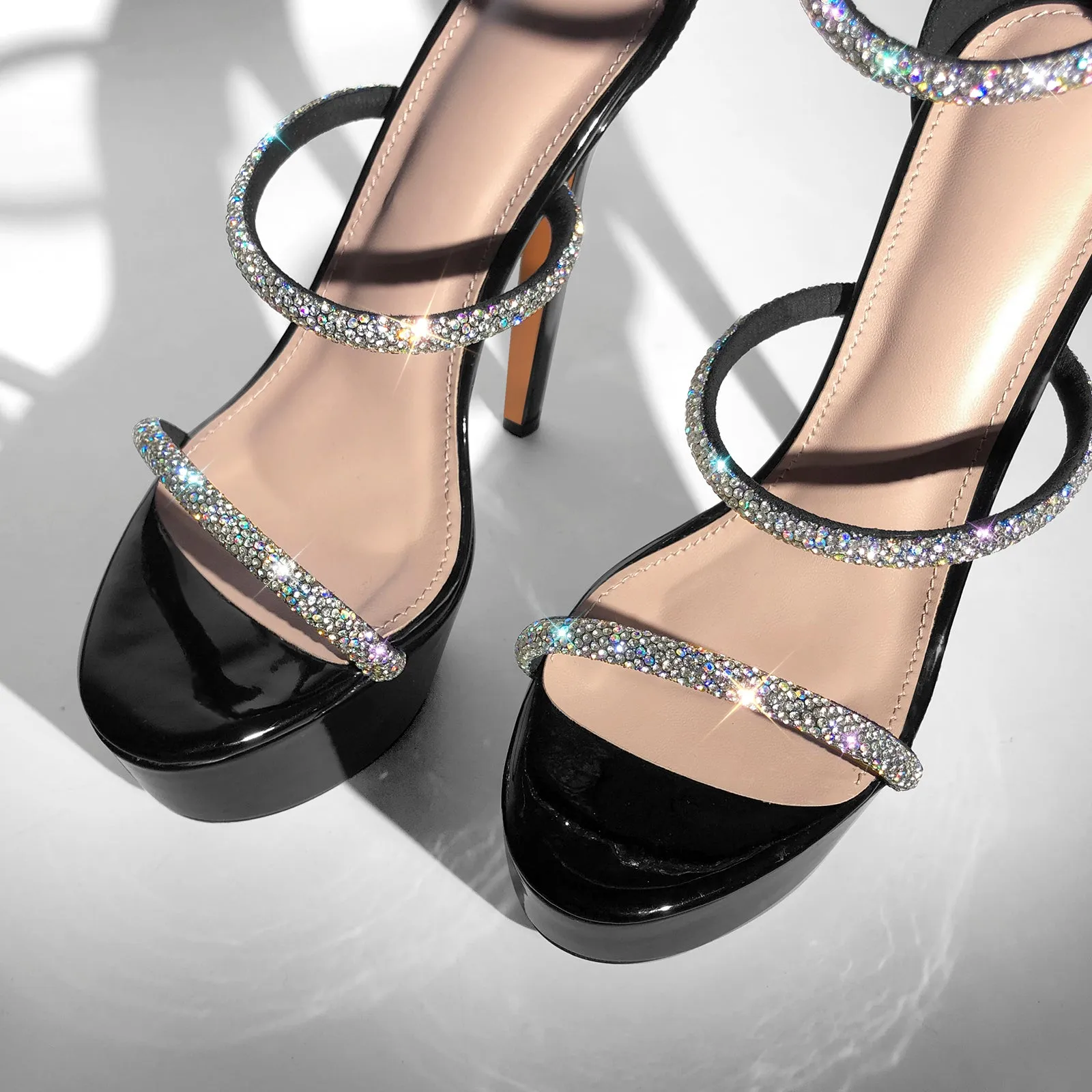 Rhinestone Open Toe Stiletto Platform Sandals sold by Onlymaker product image thumbnail 2