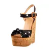 Polka Dot Open Toe Wood Heel Wedge Sandals sold by Onlymaker