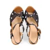 Polka Dot Open Toe Wood Heel Wedge Sandals sold by Onlymaker