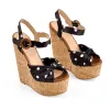 Polka Dot Open Toe Wood Heel Wedge Sandals sold by Onlymaker