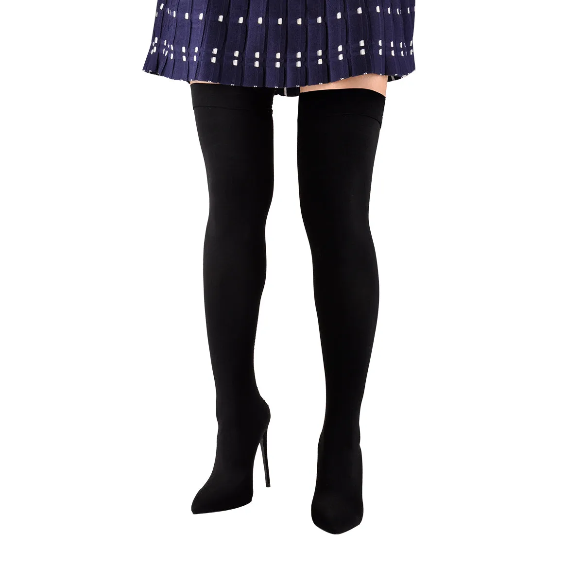 Thigh High Pointy Toe Stiletto Stretch Back Hollow Out Stocking Booties sold by Onlymaker product image thumbnail 4