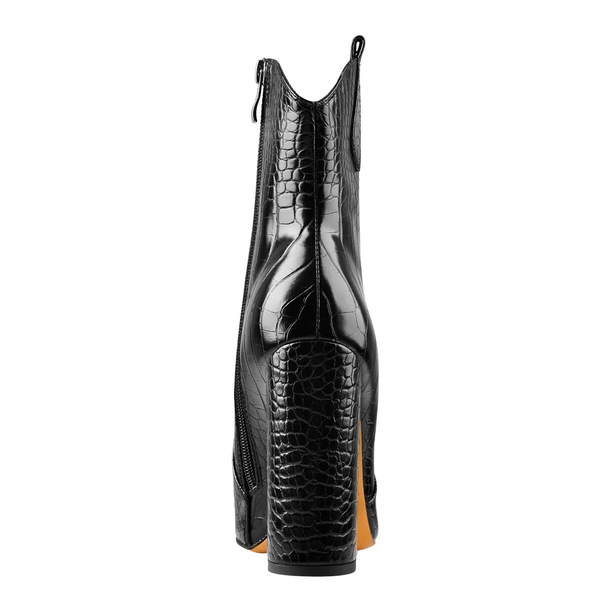 Black Pointed Toe Chunky Ankle Boots sold by Onlymaker product image thumbnail 5