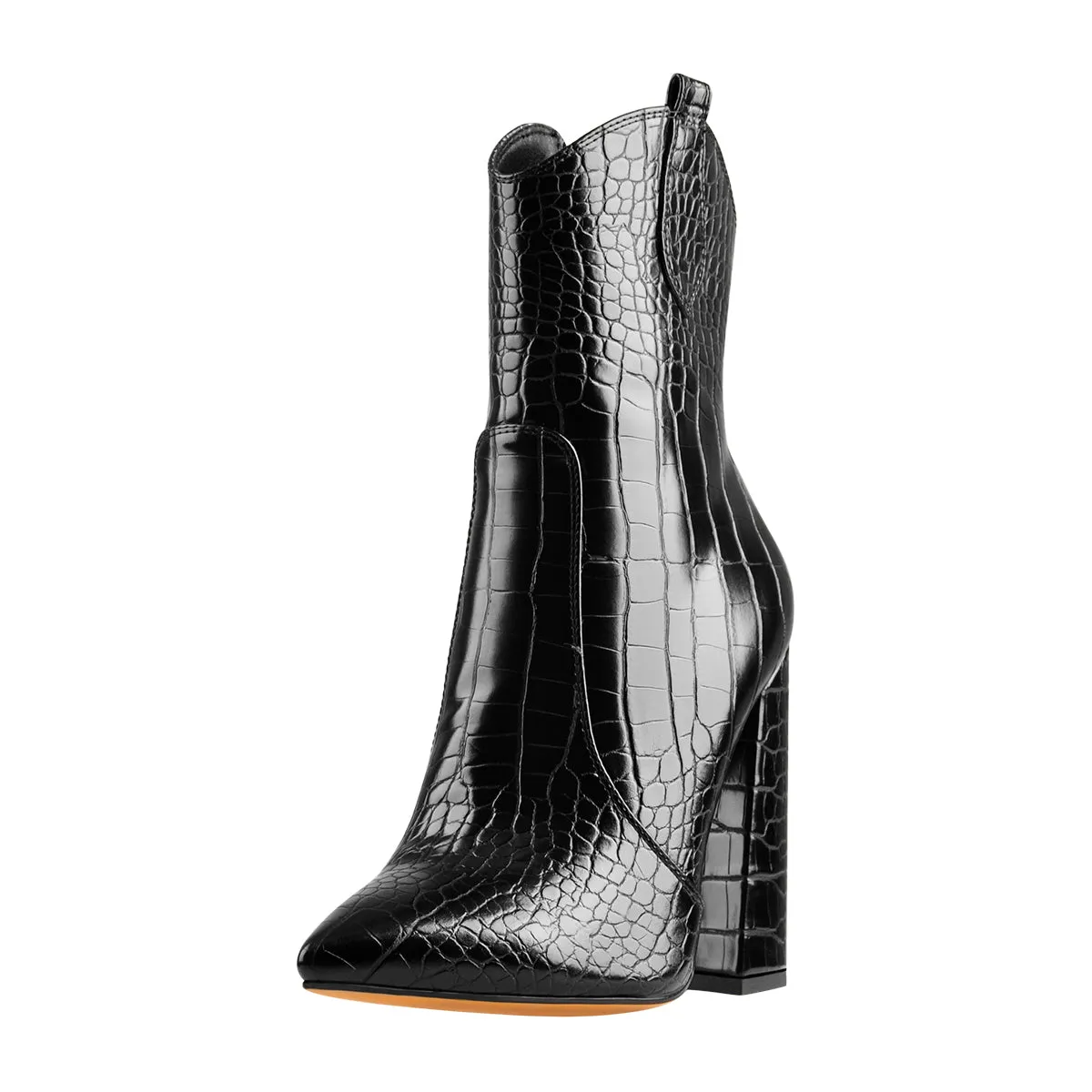 Black Pointed Toe Chunky Ankle Boots sold by Onlymaker product image thumbnail 2