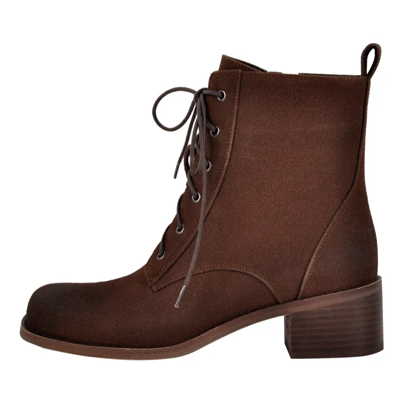Square Toe Suede Lace-up Ankle Boots sold by Onlymaker