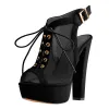 Platform Lace up Slingback Chunky Heel Ankle Buckle Mesh Sandals sold by Onlymaker
