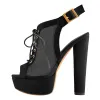 Platform Lace up Slingback Chunky Heel Ankle Buckle Mesh Sandals sold by Onlymaker