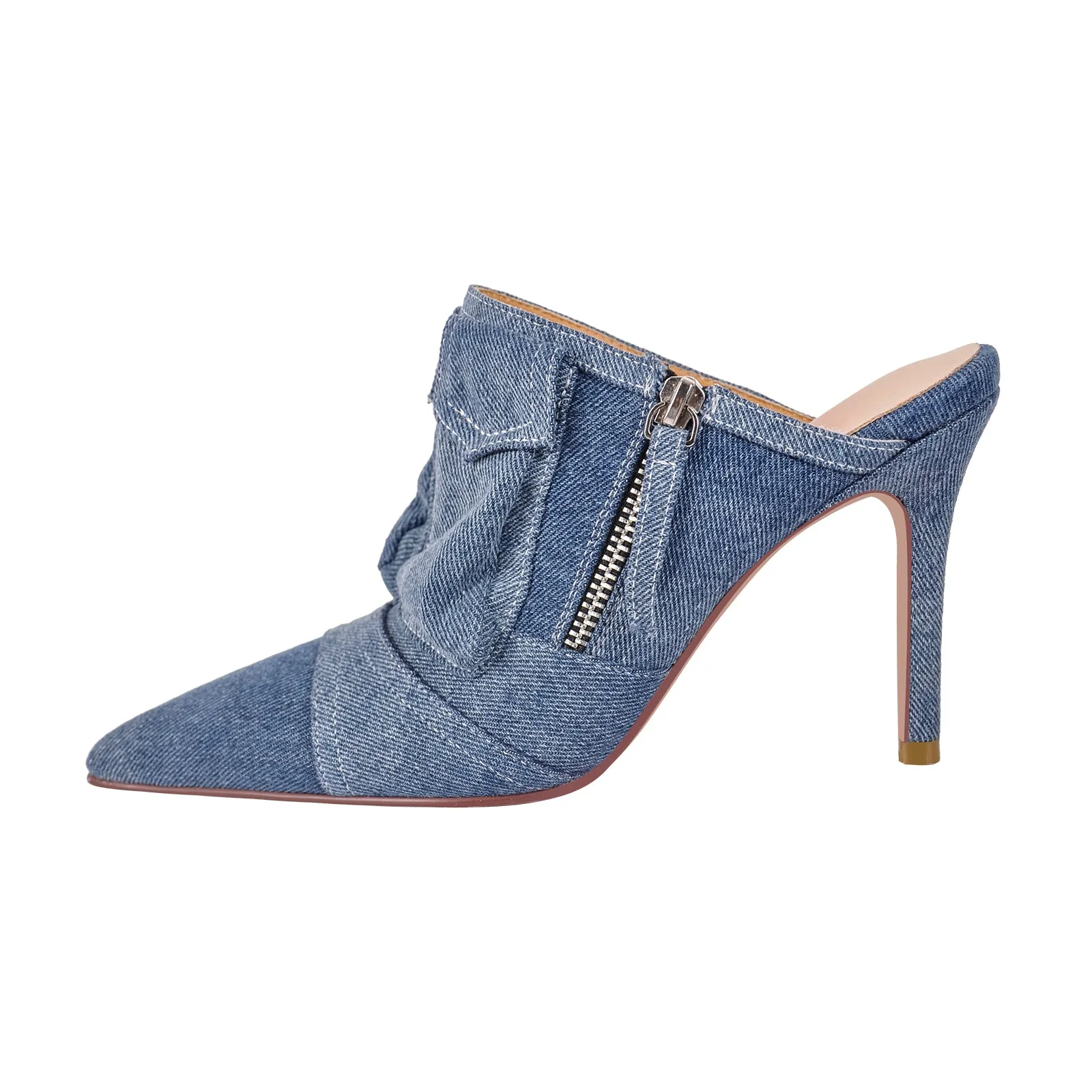 Denim Pointed Toe Stiletto Mules Pumps sold by Onlymaker product image thumbnail 3