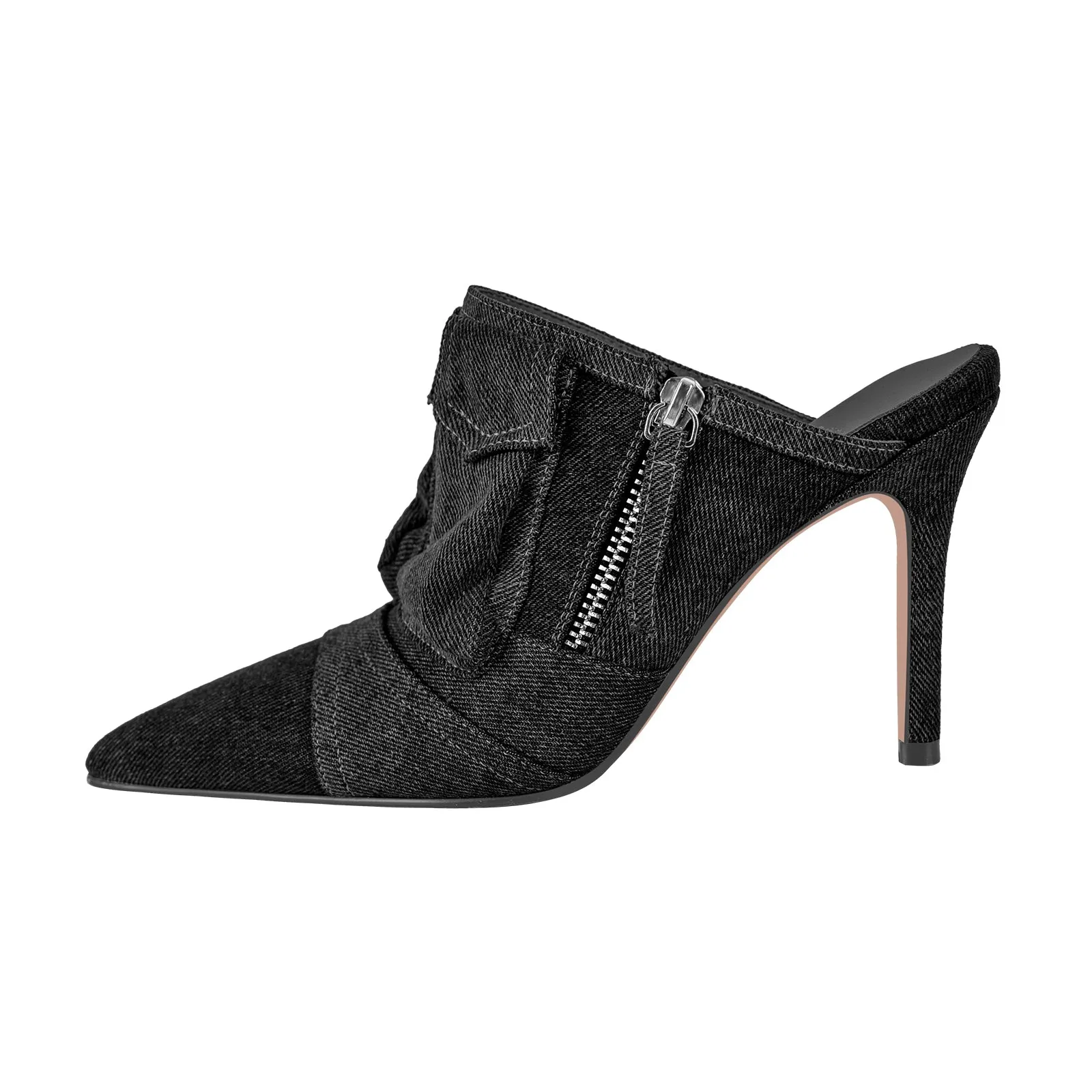 Denim Pointed Toe Stiletto Mules Pumps sold by Onlymaker