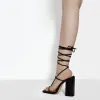 Black Ankle Strap Square Toe Chunky Heels Sandals sold by Onlymaker