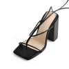 Black Ankle Strap Square Toe Chunky Heels Sandals sold by Onlymaker