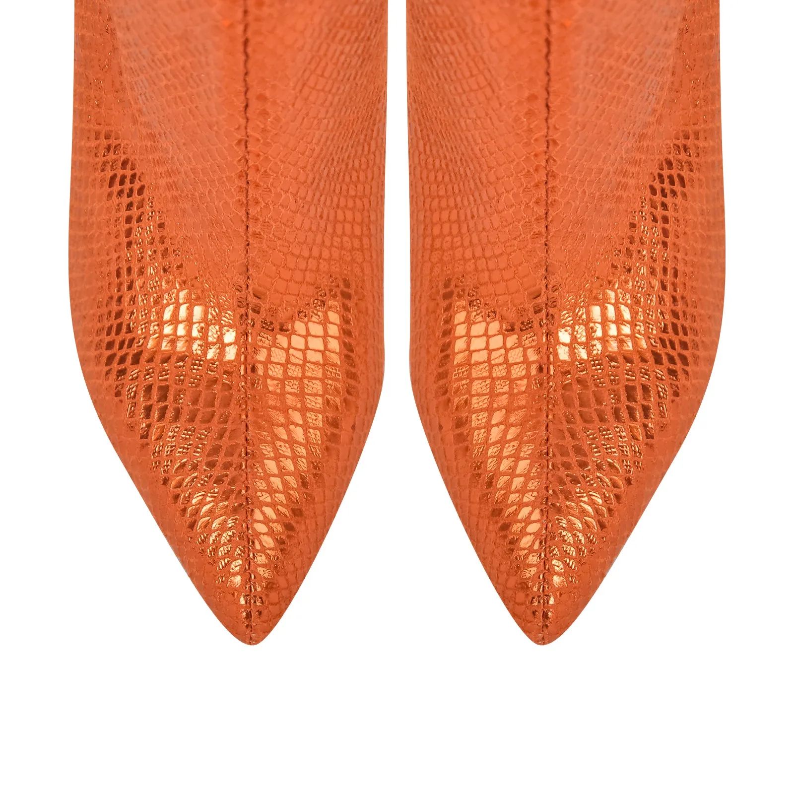 Metallic Snake Print Chunky Heel Knee High Boots sold by Onlymaker product image thumbnail 5