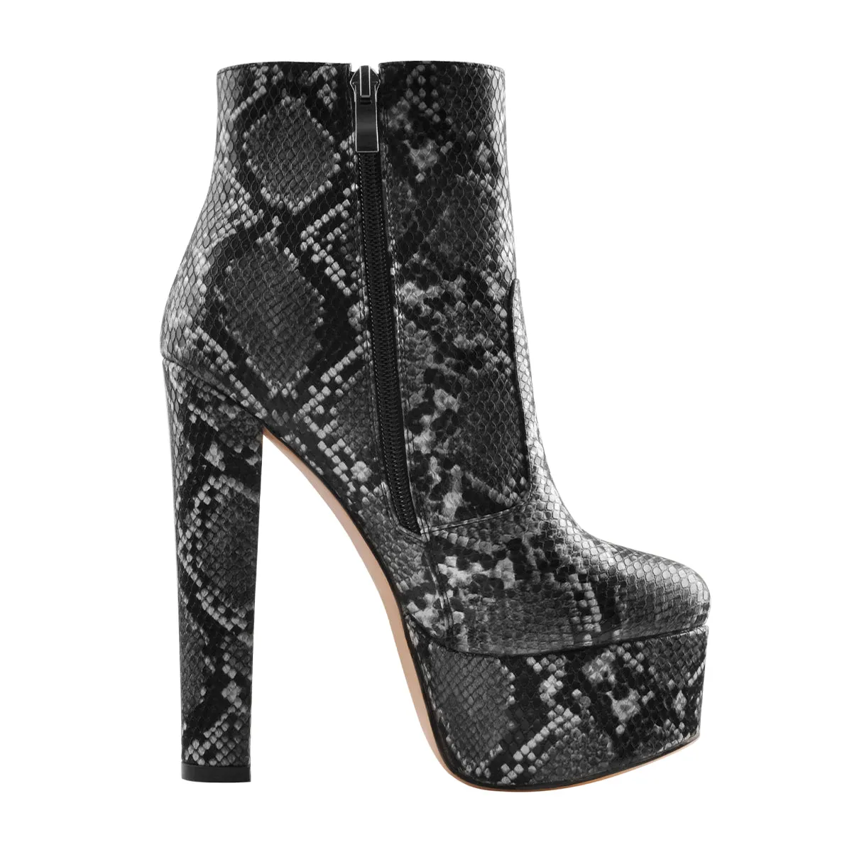 Snake Print Heeled Ankle Boots Platform High Heels Booties sold by Onlymaker product image thumbnail 4