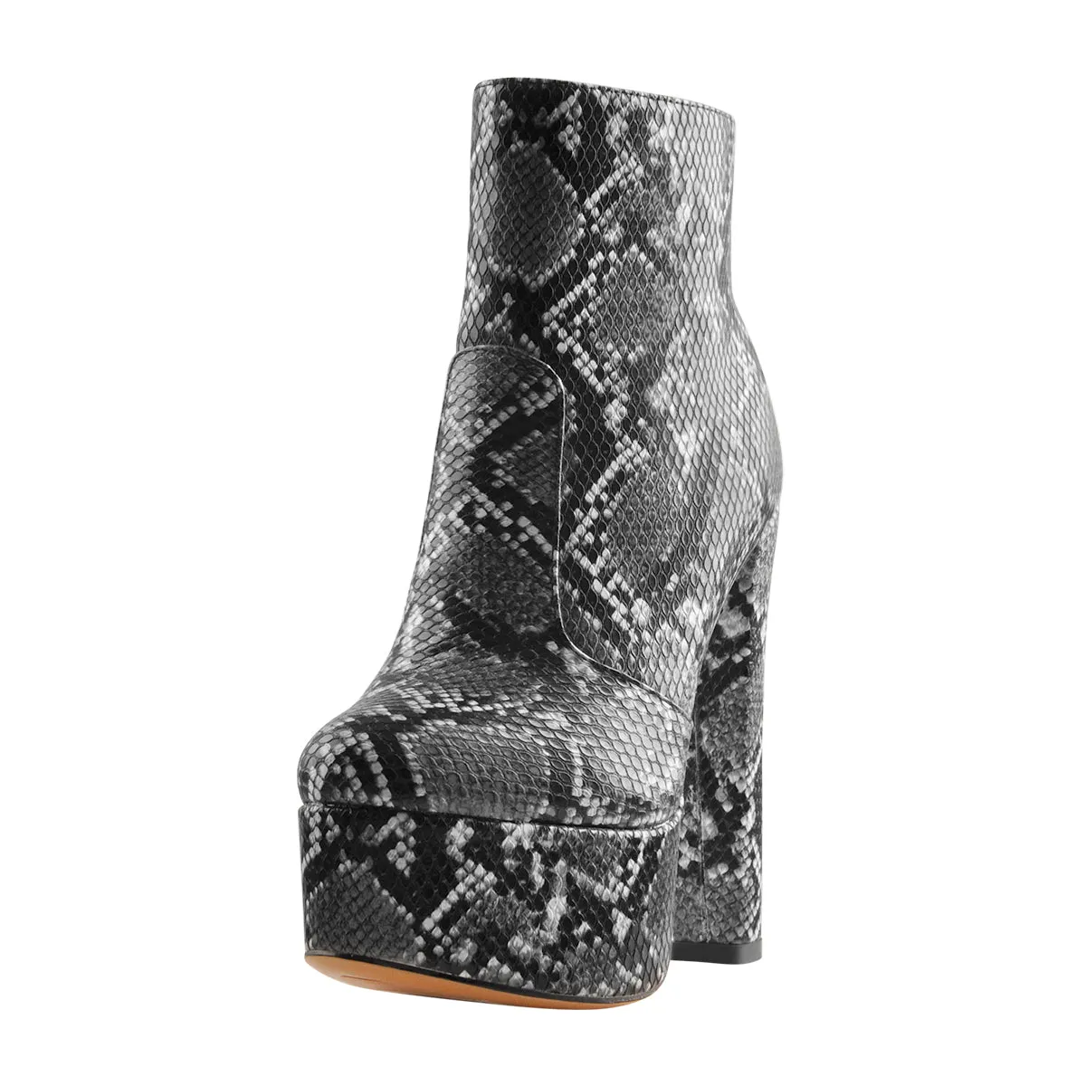 Snake Print Heeled Ankle Boots Platform High Heels Booties sold by Onlymaker product image thumbnail 2
