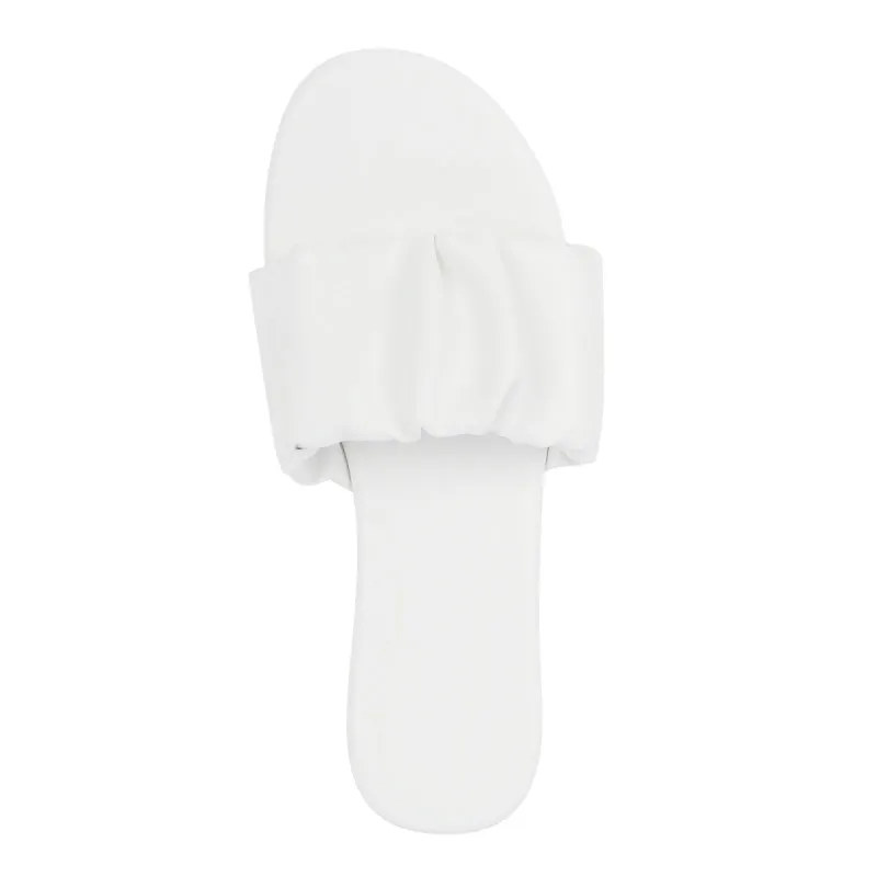 Open Toe Flats White Pleated Sandals sold by Onlymaker