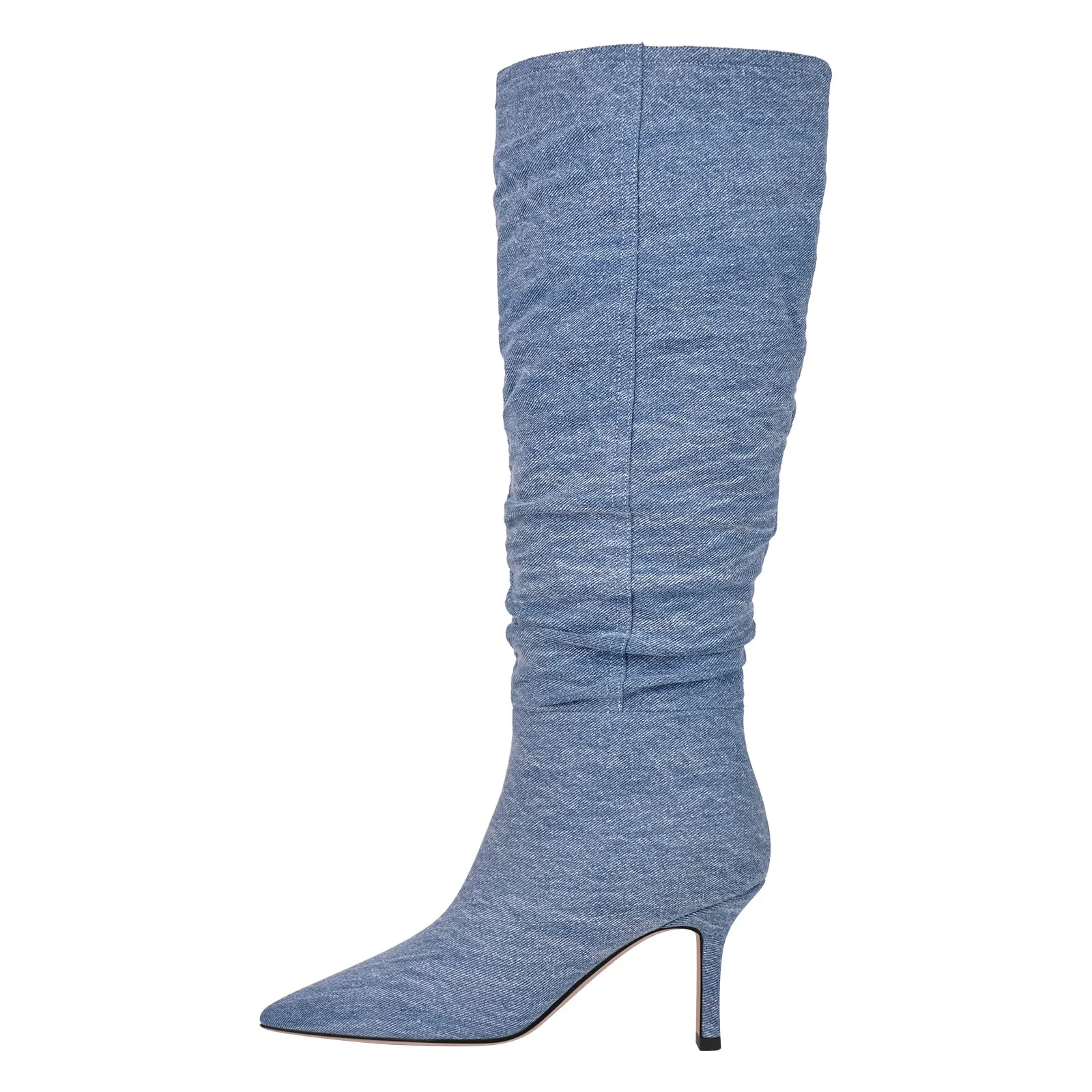 Denim Pointed Toe Stiletto Thigh Boots sold by Onlymaker