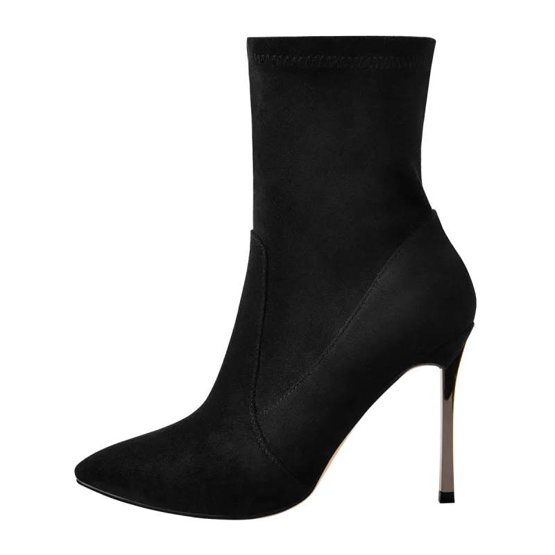 10cm Black Suede Metal Heel Boots sold by Onlymaker