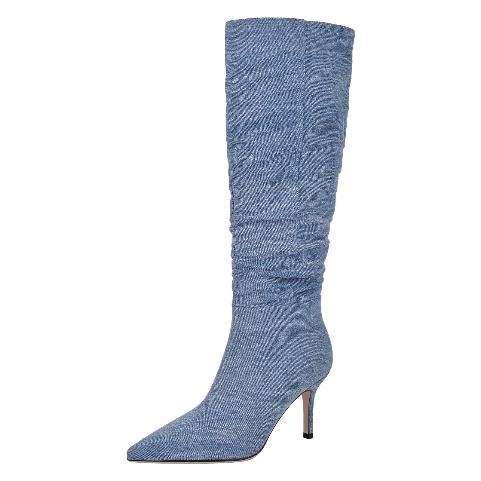 Denim Pointed Toe Stiletto Thigh Boots sold by Onlymaker product image thumbnail 2