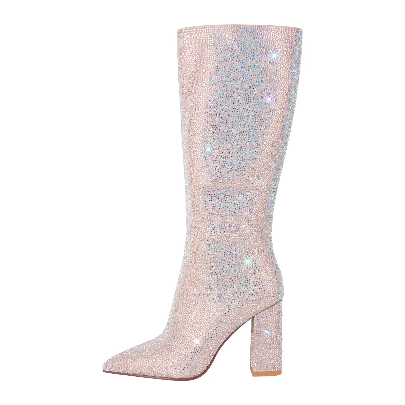 Rhinestone Pointed Toe Chunky Heel Boots sold by Onlymaker