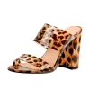 Transparent Leopard Double Straps Chunky Heels Mules Sandals sold by Onlymaker