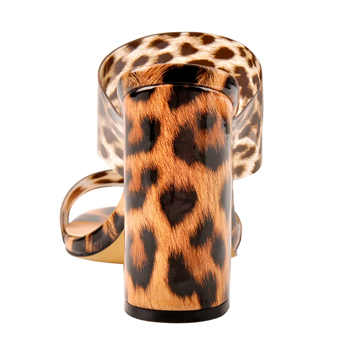 Transparent Leopard Double Straps Chunky Heels Mules Sandals sold by Onlymaker product image thumbnail 4