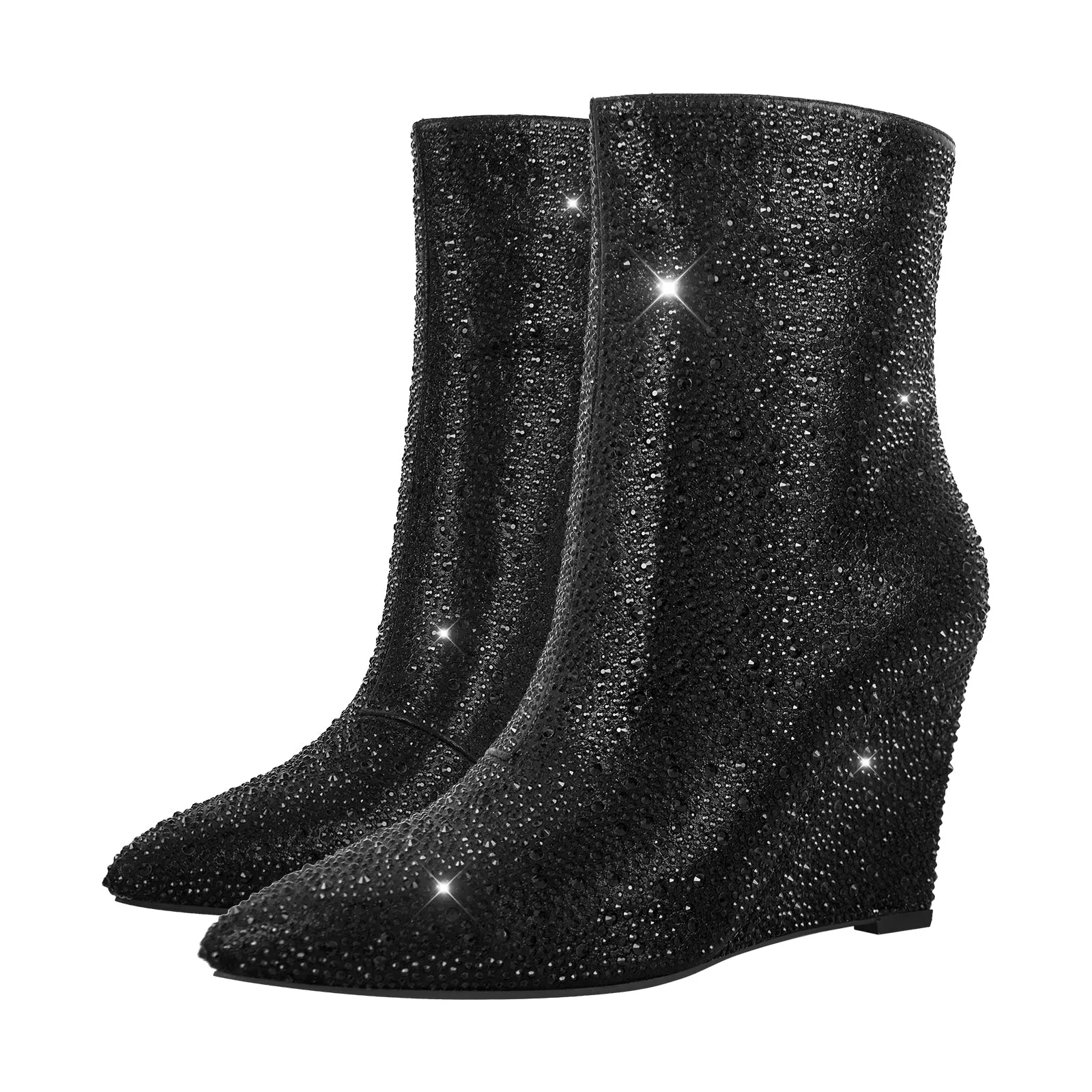 Rhinestone Wedge Heel Ankle Boots sold by Onlymaker product image thumbnail 4