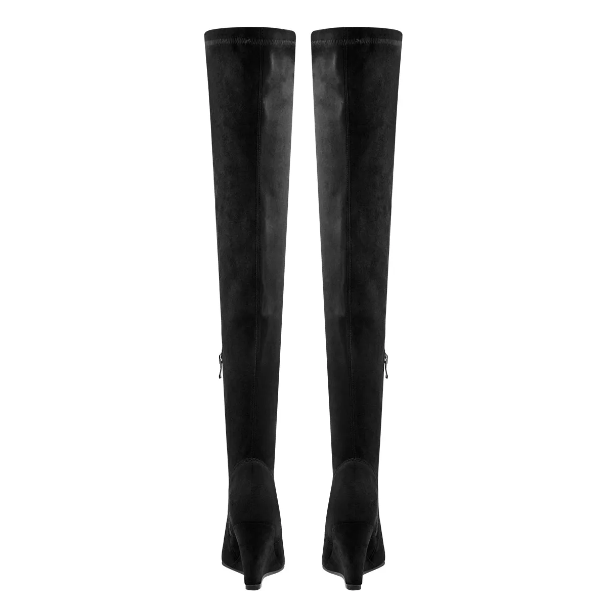 Black Suede Pointy Toe Wedge Heel Over The Knee Boots sold by Onlymaker product image thumbnail 3