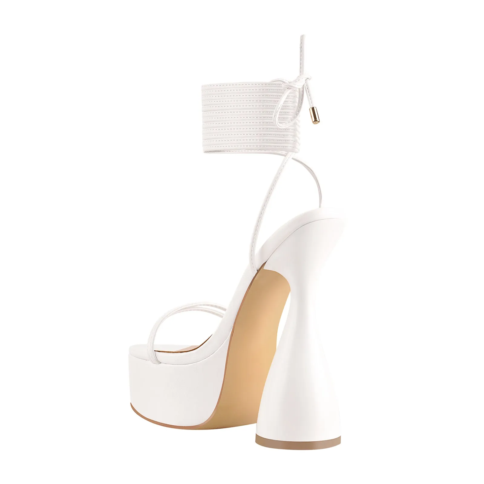 White Round Toe Platform Ankle Strap High Heel Sandals sold by Onlymaker product image thumbnail 3