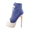 Canvas High Heel Sneaker Lace Up Platform Ankle Boots sold by Onlymaker