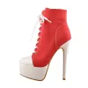 Canvas High Heel Sneaker Lace Up Platform Ankle Boots sold by Onlymaker