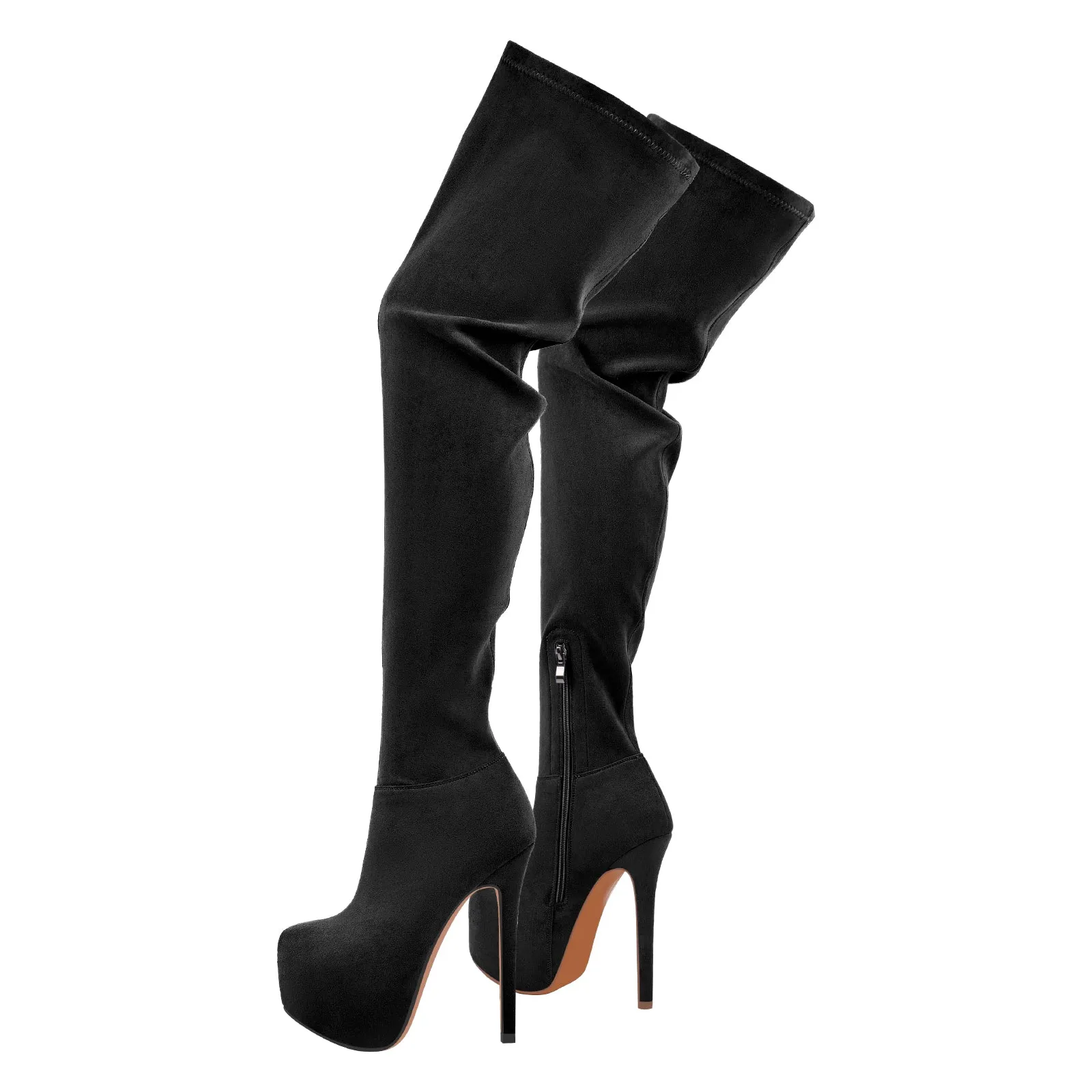Round Toe Stiletto Platform Over The Knee Boots sold by Onlymaker product image thumbnail 4