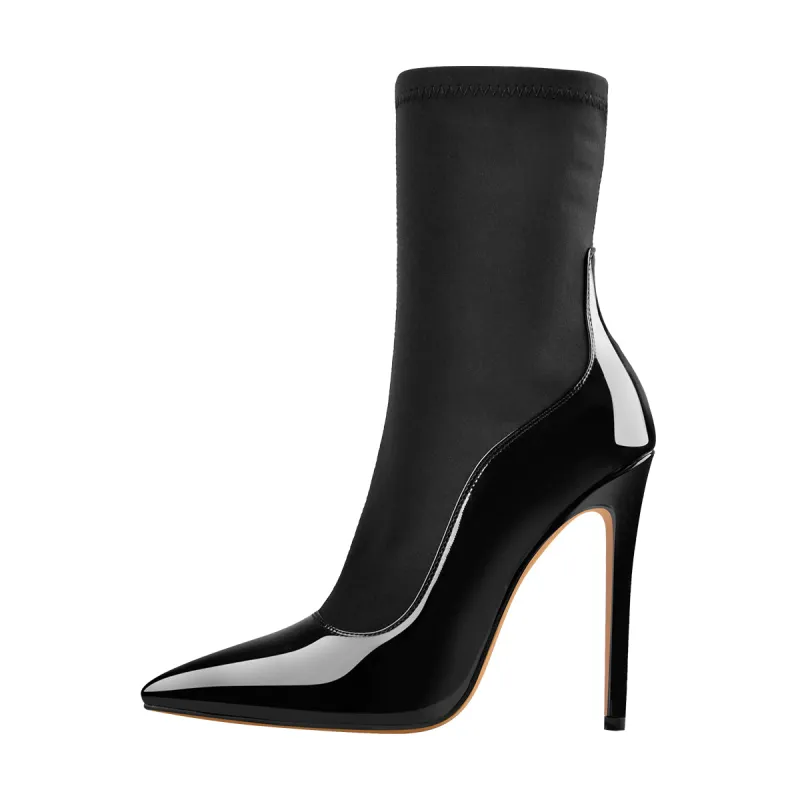 Pointed Toe Minimalistic Stretch Stiletto Ankle Boots sold by Onlymaker