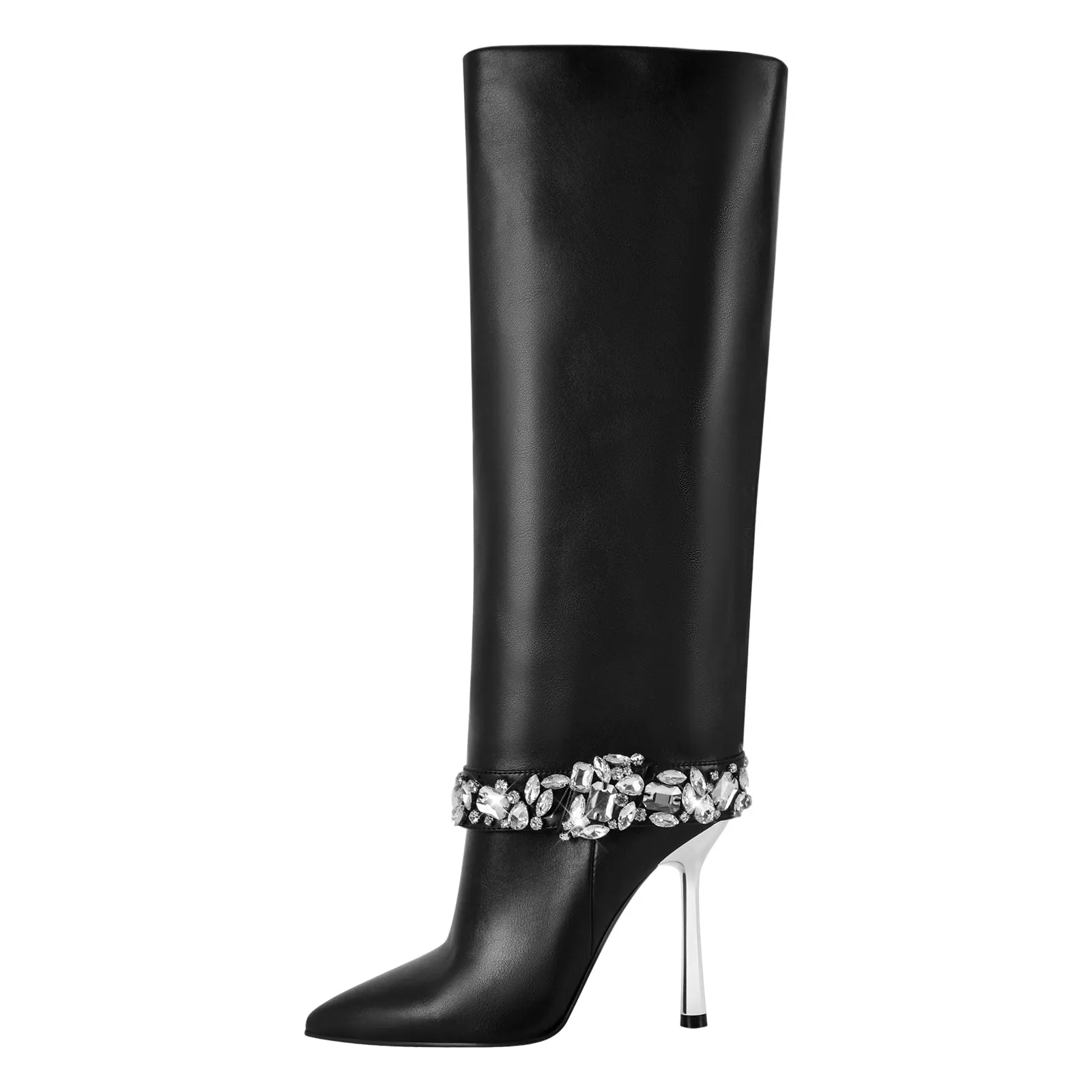 Rhinestone Strap High Metal Stiletto Thigh Boots sold by Onlymaker