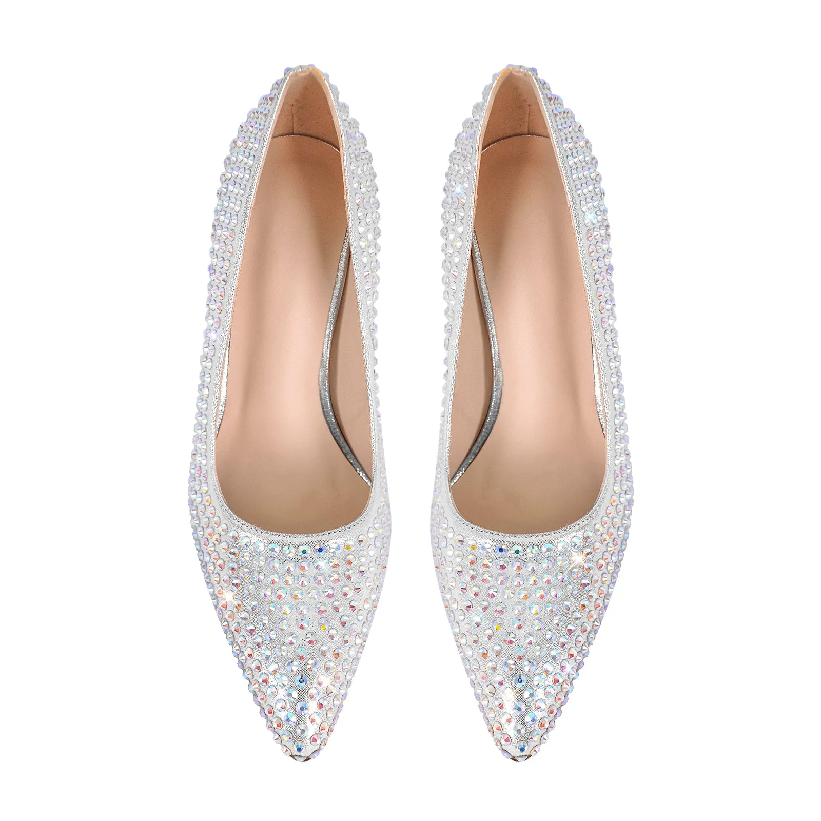 Rhinestone Pointed Toe Chunky Heel Pumps sold by Onlymaker product image thumbnail 4