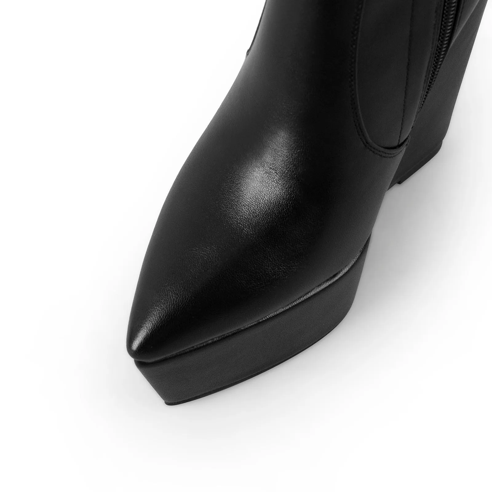 Pointed Toe Wedge Heel Zipper Knee High Boots sold by Onlymaker product image thumbnail 5