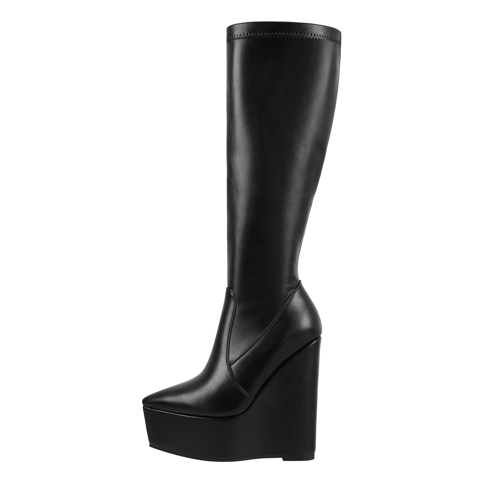 Pointed Toe Wedge Heel Zipper Knee High Boots sold by Onlymaker