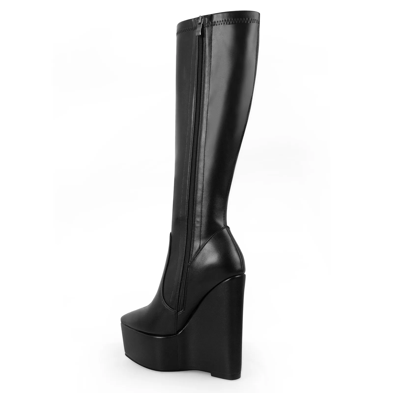 Pointed Toe Wedge Heel Zipper Knee High Boots sold by Onlymaker product image thumbnail 3